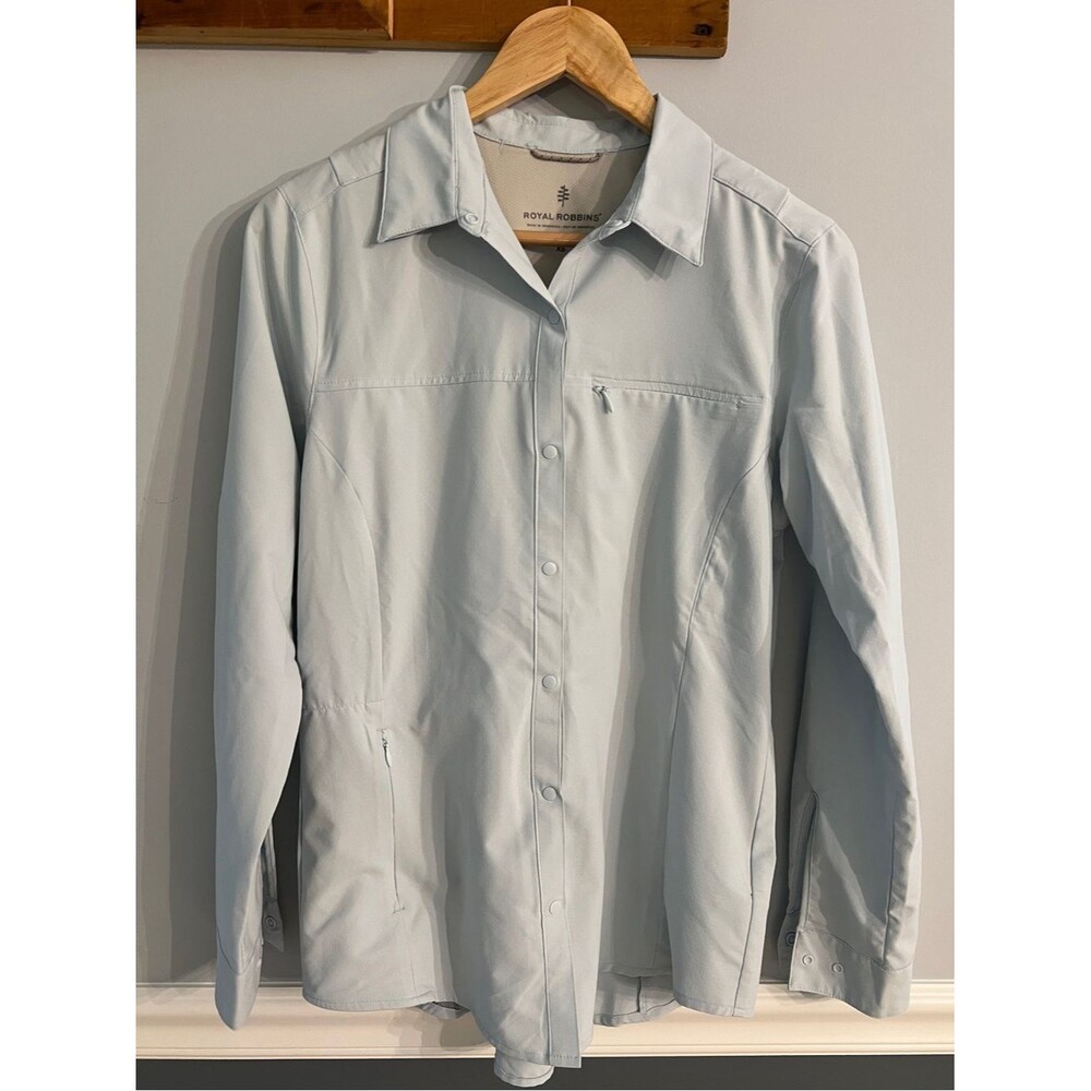 Royal Robbins Long Sleeve Hiking Fishing Travel Shirt XS UPF Lightweight Blue